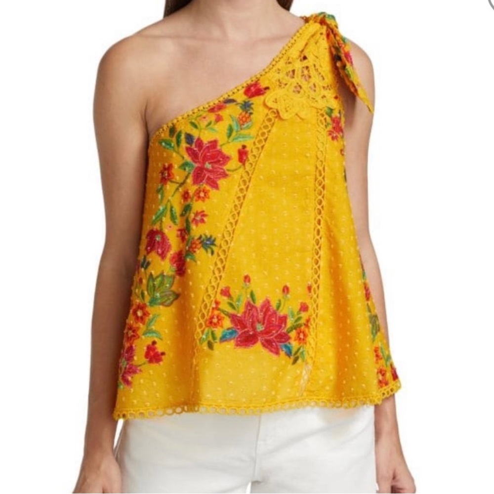 Farm Rio Flower Dream One Shoulder Top Medium